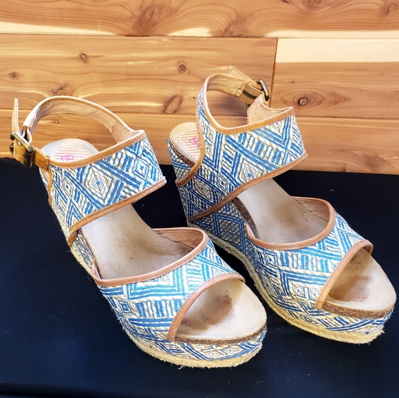 80 20 Pax blue diamond wedge sandals - Picture 7 of 7